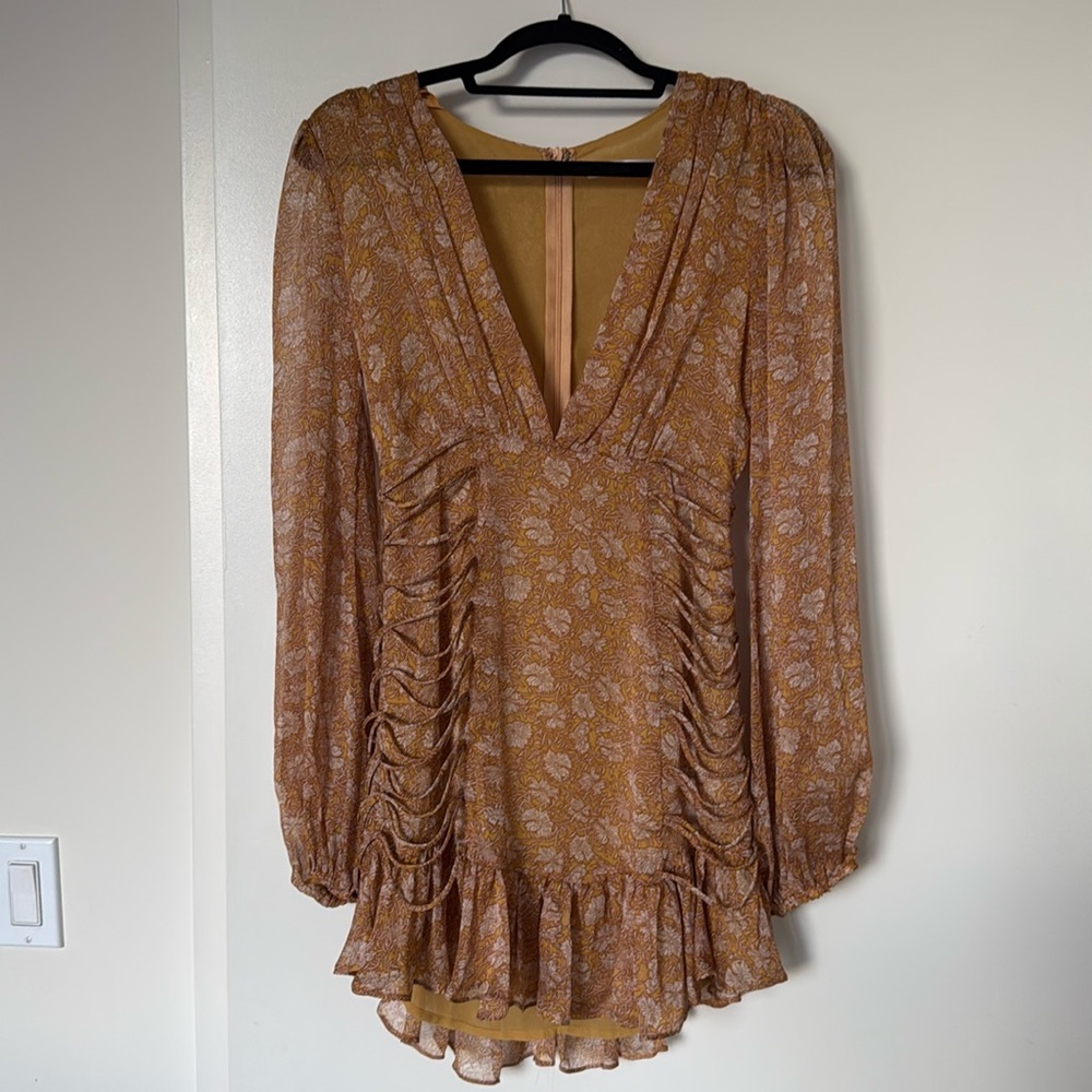 Princess Polly Mustard Long Sleeve mini dress